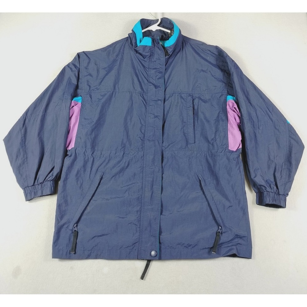 Vintage ProSpirit Jacket Mens Small Blue Colorblock Nylon Windbreaker Hiking 90s
